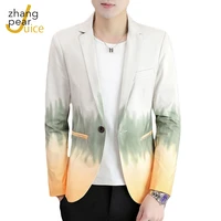 men leisure korean version slim handsome gradient color night blazer suit men coat trend men fashion blazer top
