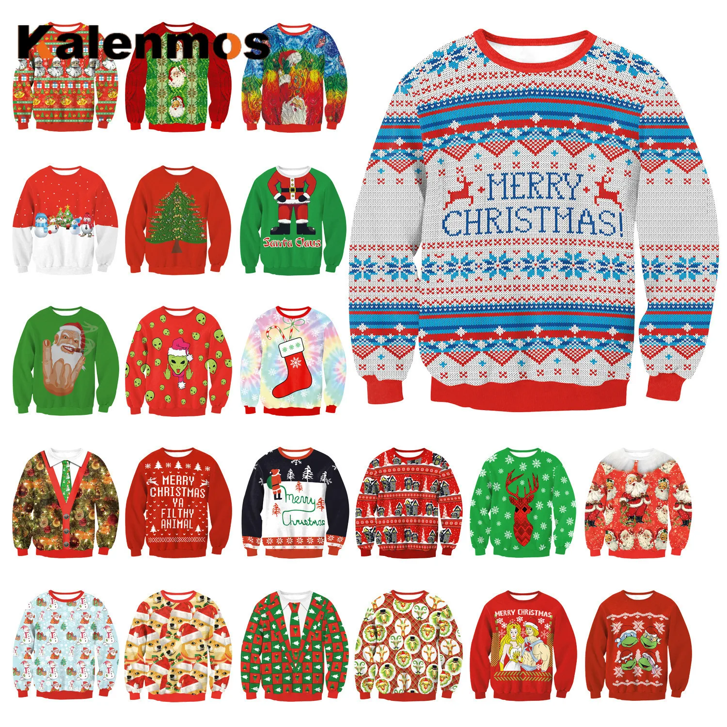 Рождественская Женская толстовка размера плюс рождественские топы с круглым