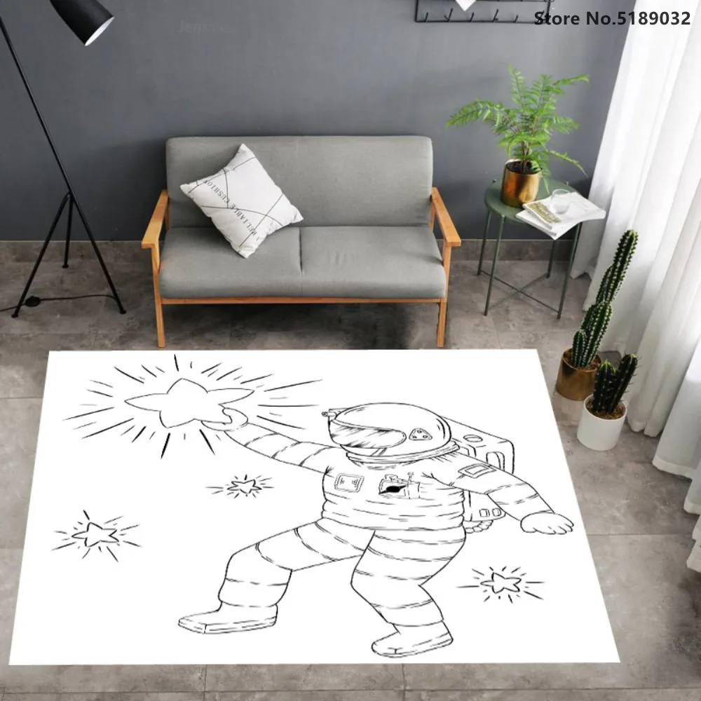 

Astronaut Alien Rug Carpets Bedroom Mats Outer Space Floor Area Rugs 3D Print Cartoon Carpet for Living Room Kid Crawling Mat