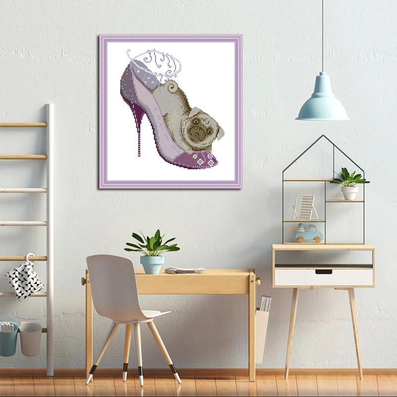 Joy Sunday Shar pei и высокий каблук вышивка крестиком набор DMC 11CT 14CT DIY ручной работы для