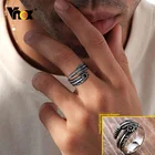 Мужское ретро-кольцо Vnox в стиле бохо, кольцо на палец с крыльями из нержавеющей стали антикварного цвета, мужские украшения в стиле рок-панк