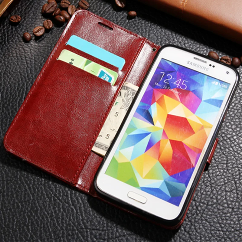 Роскошный кожаный чехол книжка с бумажником для Samsung Galaxy S5 Neo SM G903F / G900F GT I9600 Classic