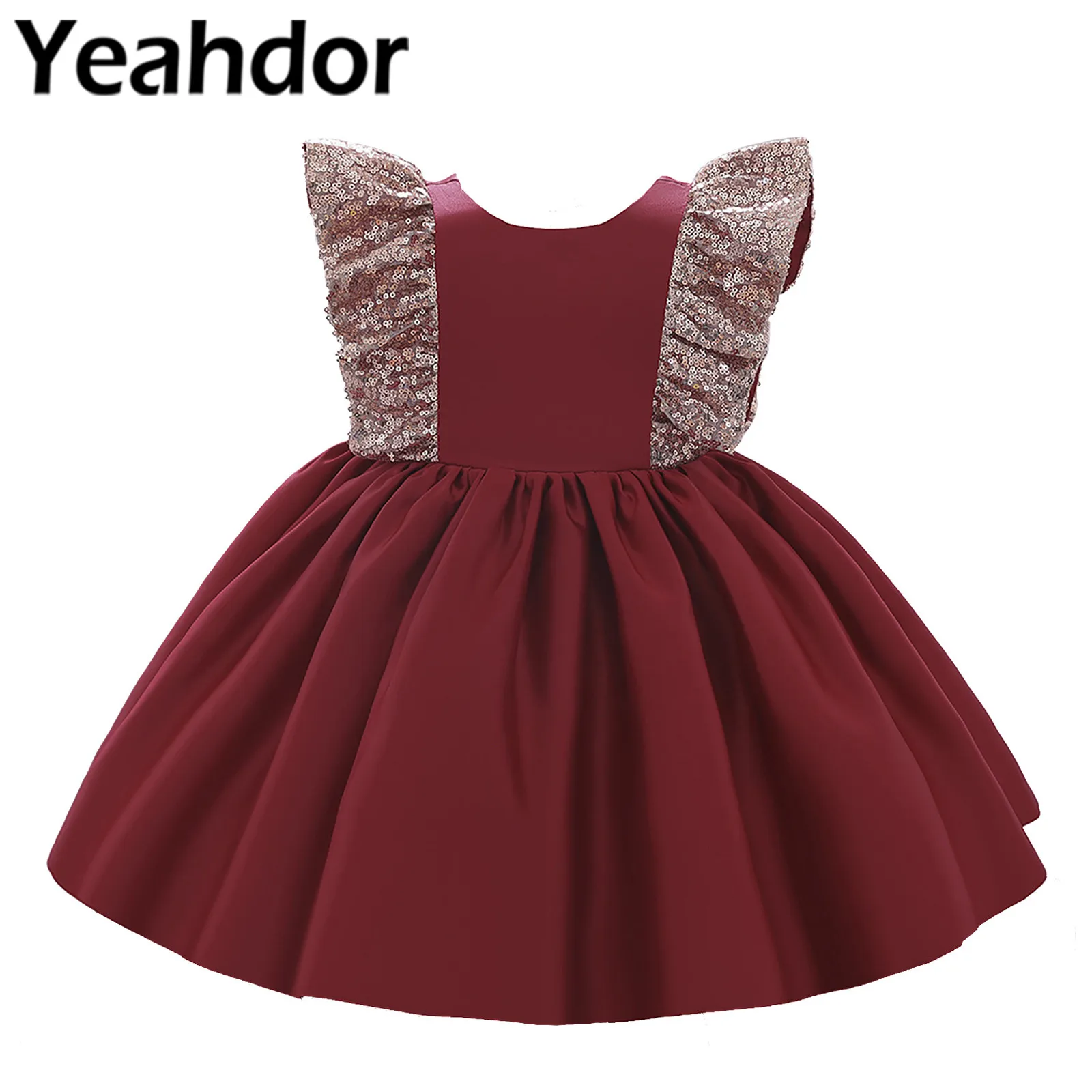 

Платье принцессы для маленьких девочек, платье для крещения, Вечерние вечернее платье с бантом и блестками, детское свадебное платье для де...