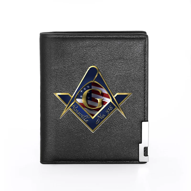 

High Quality American Flag Freemason Printing Men Women Wallet Billfold Slim Credit Card/ID Holders Money Bag Male Short Purses