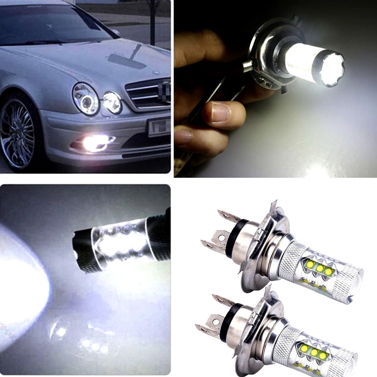 

2 X H4 9003 HB2 HID New Generation White 80W PMMA Lens LED Bulbs Car Fog DRL Driving Light Headlight LED Fog Light