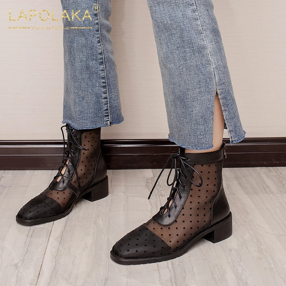 Lapolaka/2020 г. Новые модные летние ботинки на молнии большой размер 43 Женская обувь