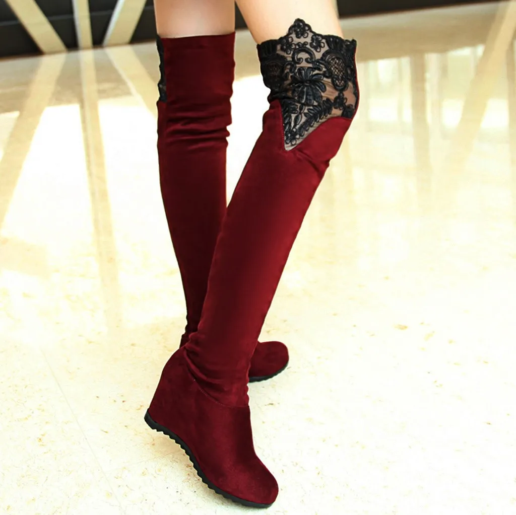 Высокие сапоги до бедра пикантные высокие черного цвета женские колена на