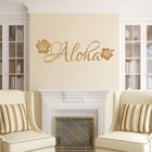 Персонализированное имя Aloha виниловая наклейка на стену-пляжная наклейка-Цветочная Наклейка на стену-Гавайский пляж индивидуальный декор, A1-083