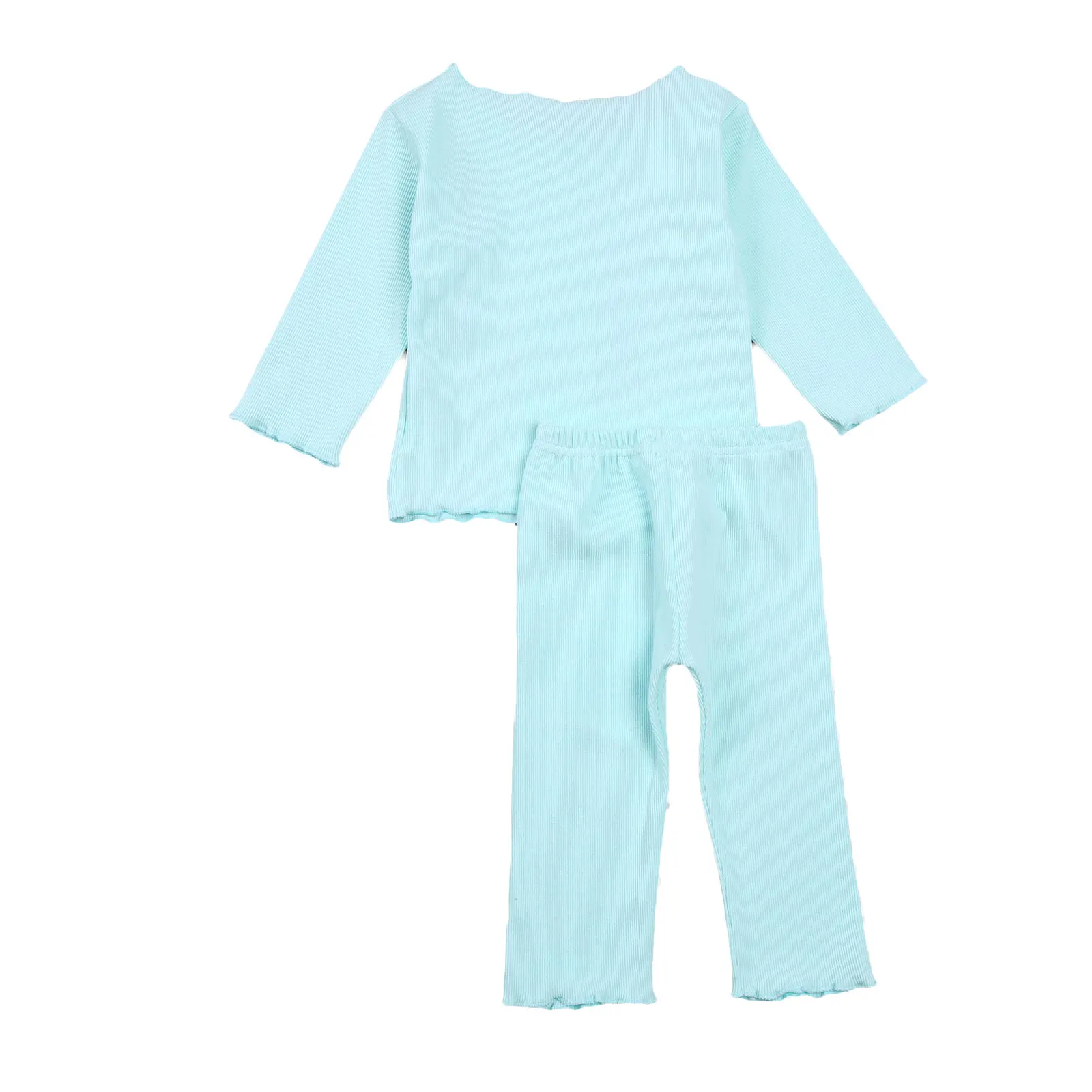 

Lioraitiin Newborn Baby Girl 2Pcs Autumn 2Pcs Clothing Set O-Neck Solid Cotton Soft Top Long Pant 4Colors