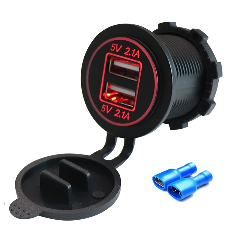 

USBCar Charger 4.2A Dual LED Light Power SocketEasily Installation Personal Car Elements for 12-24V Car Motorcycle