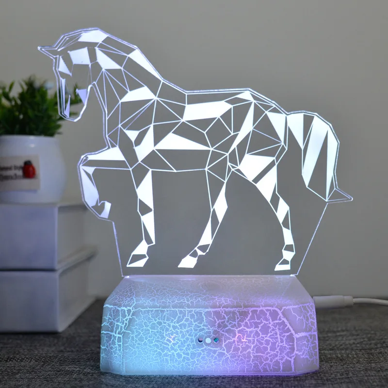 Новейший дистанционный Pegasus 3D светодиодный светильник Настольная лампа Иллюзия ночник 7 цветов Изменение настроения лампа 3AA USB с питанием от аккумулятора - Испускаемый цвет: D
