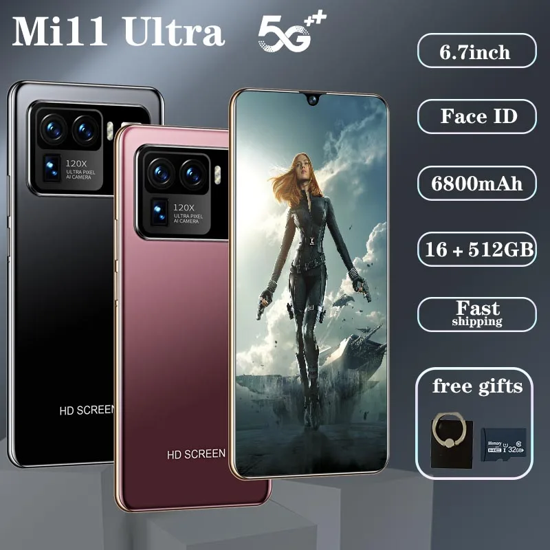Teléfono Inteligente Mi11 Ultra, 5G, 16GB, 512GB, 6800mAh, 6,7 pulgadas, Android 10 Core, desbloqueado, 4G, MTK6889 (0)