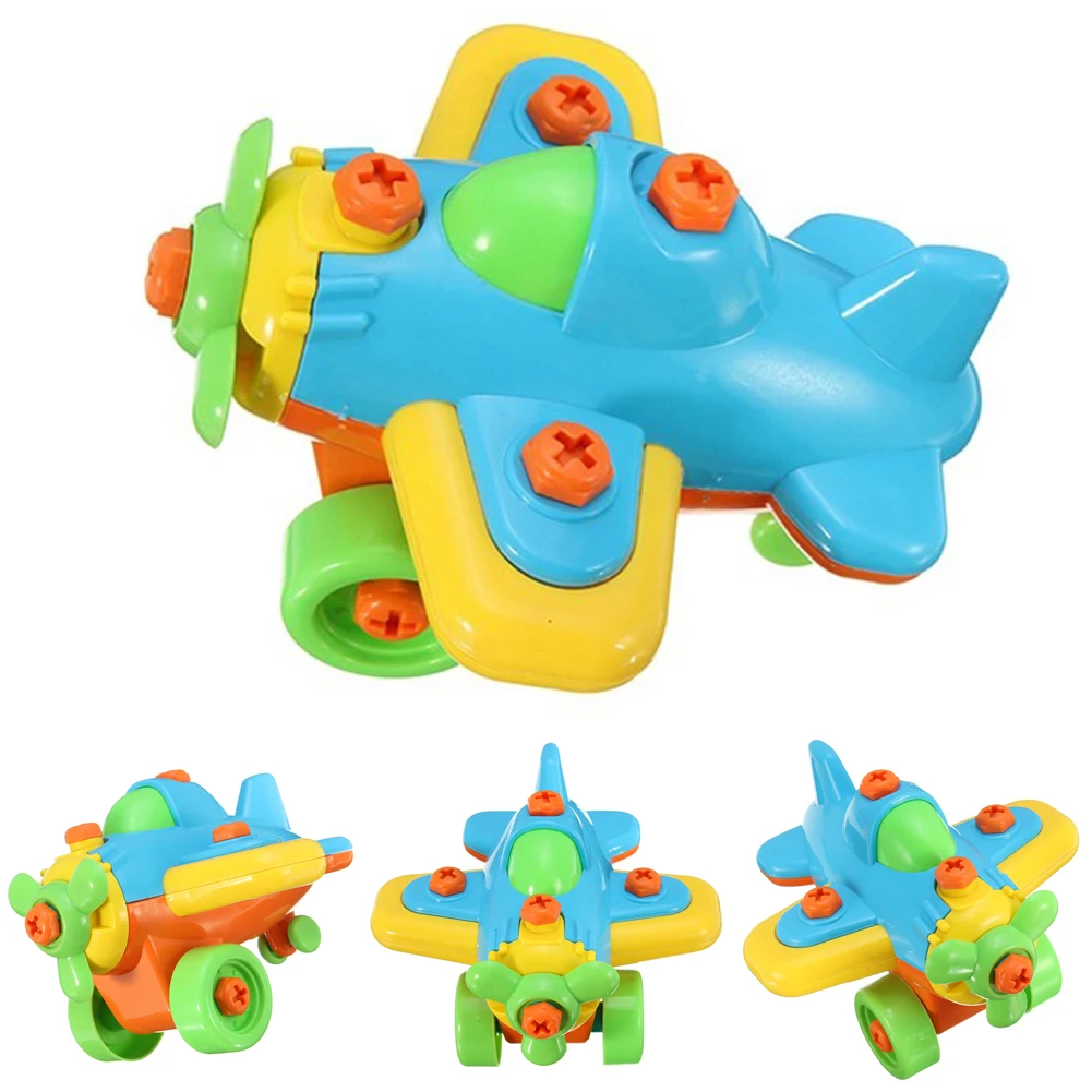 Игрушка маленький самолет дети случайный цвет DIY разборка пластик Раннее