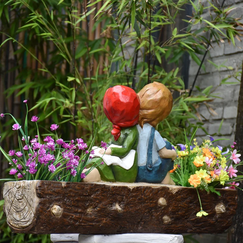 Статуя сада искусственный цветок пень горшок для растений двор домашний декор