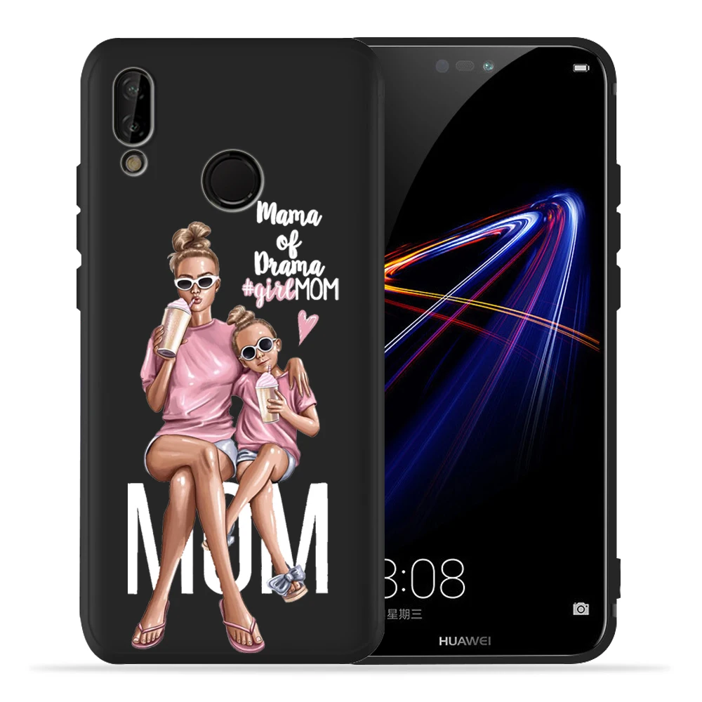 Модный черный чехол для телефона Mam Super Mom baby girl для huawei P30 P20 Lite Pro P10 P9 Lite mate 20 30 10 Lite, мягкий чехол для Etui