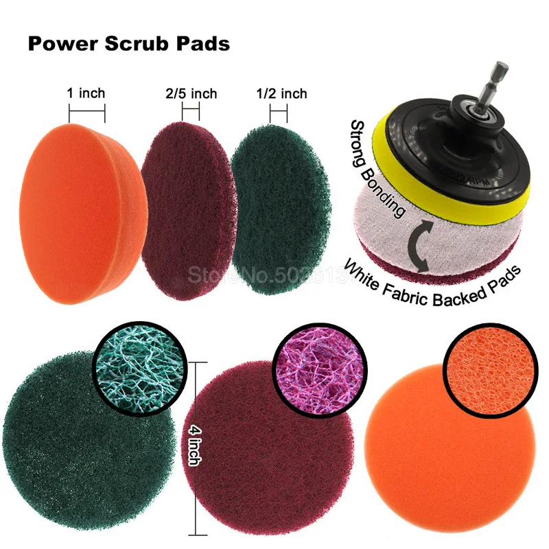 

15 sets brushElectric Scrubber Brush Drill Brush Kit Plastic Round Cleaning Brush For Carpet Glass Car Tires Nylon Brushes