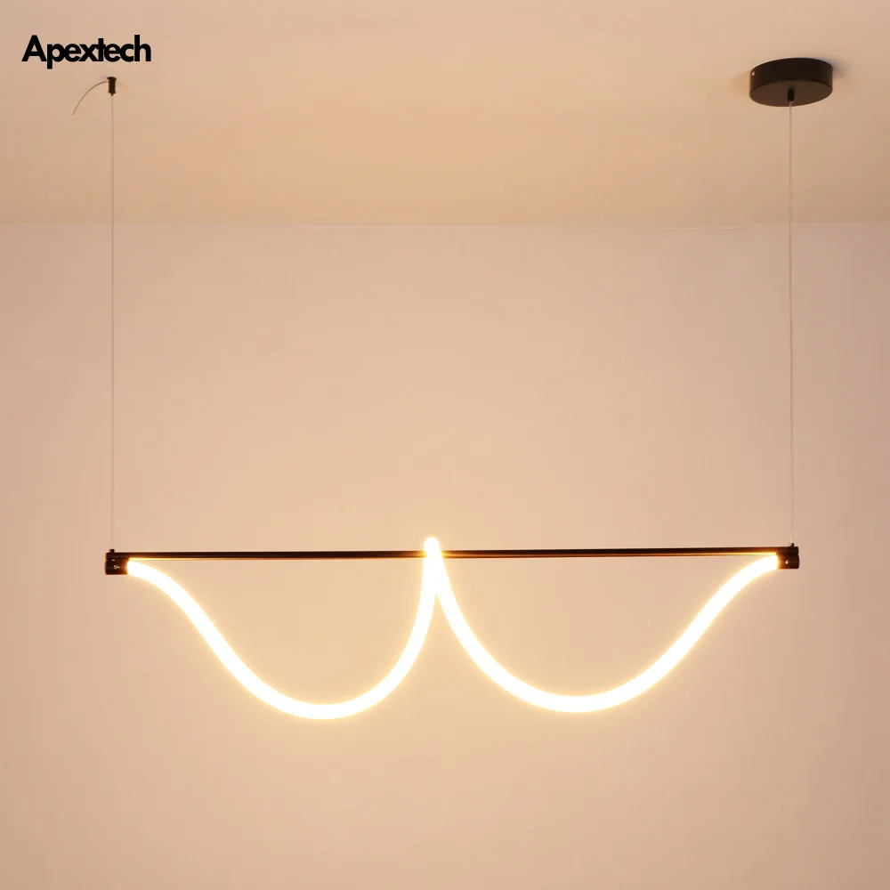 

Free Form Flexible LED Chandelier Horizontal Dining Room Ceiling Hanging Lights Kitchen Island Pendant Lamp Home Decor Lighting