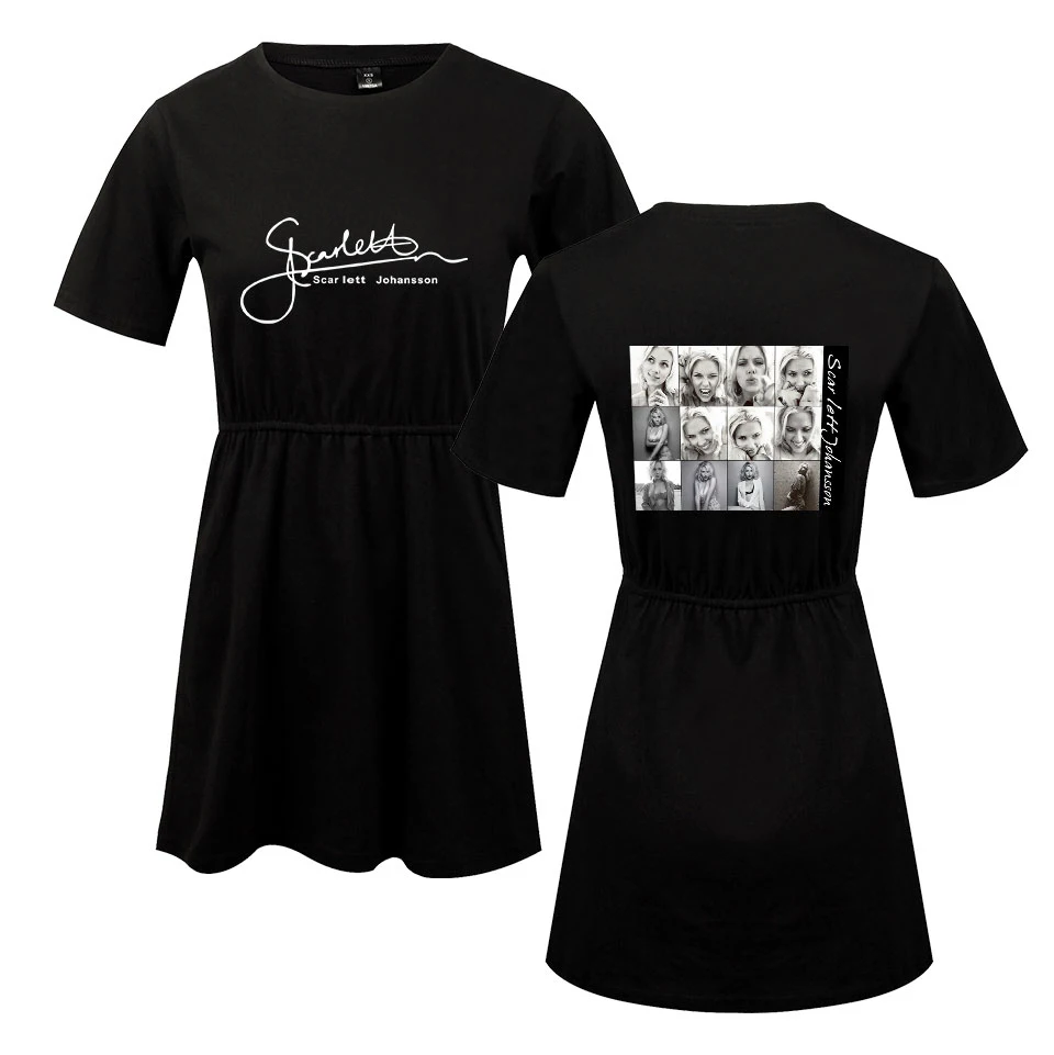Скарлетт Юханссон печать 2D новое летнее платье с коротким рукавом тренд