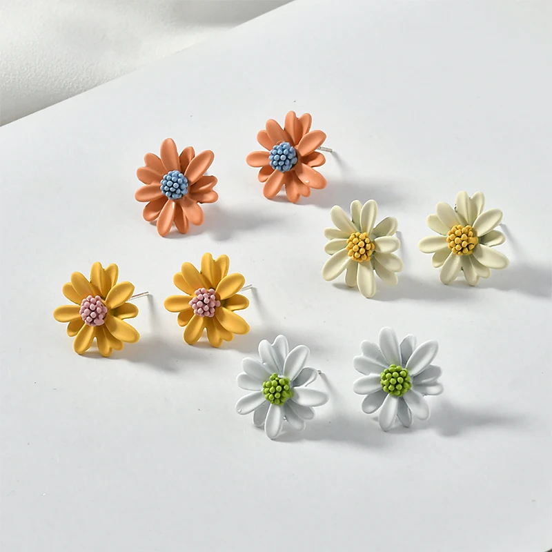 4 шт. серебряные серьги гвоздики в виде цветка маргаритки|Ювелирная фурнитура и