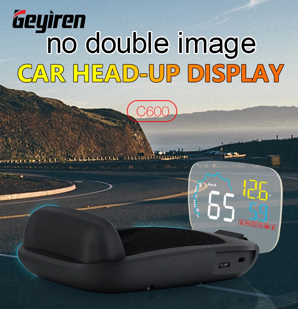 

WEIYING C600 HUD Display Car Head Up Display OBD2 EOBD Alarm Water temperature Overspeed RPM Car Accessories