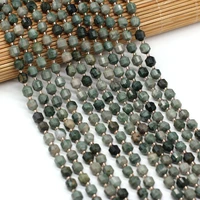 faceted round green wood grain stone loose beads for jewelry making diy bracelet necklace accessories women gifts size 6mm