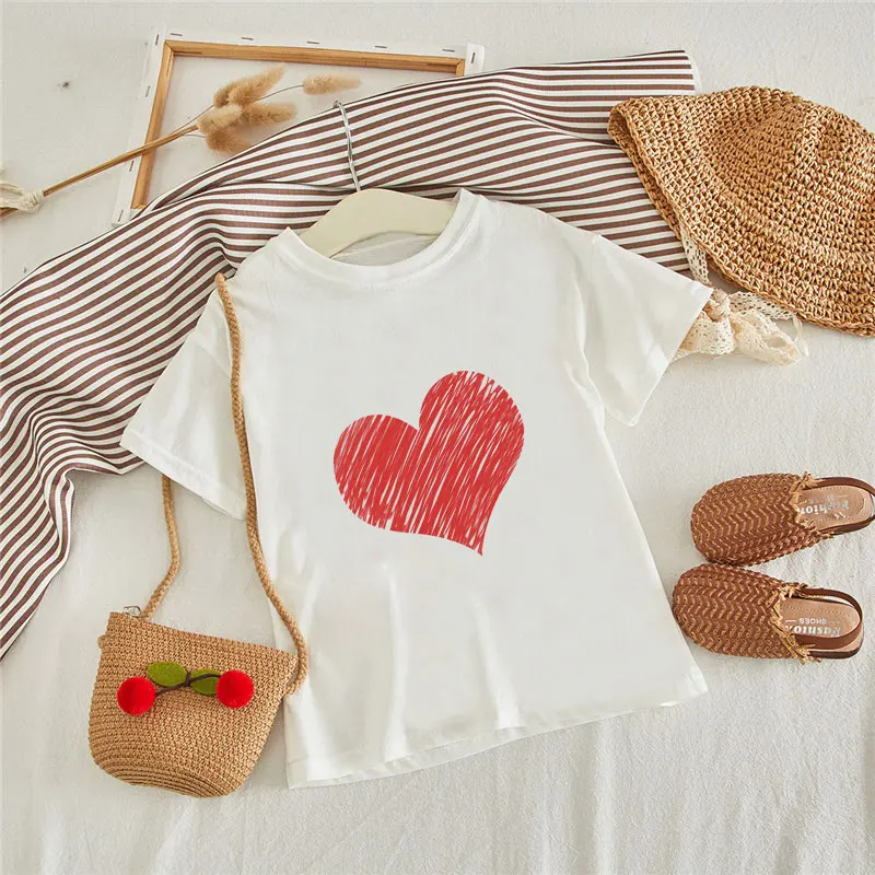 

Новинка, летние топы для девочек с коротким рукавом, одежда для маленьких девочек с круглым вырезом, Симпатичные футболки для мальчиков, Дет...