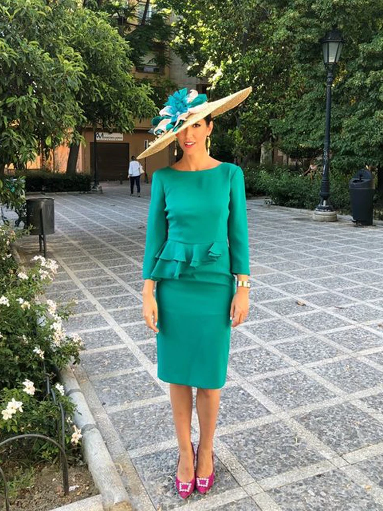 Модные короткие платья для матери невесты 2021 с длинными рукавами баской vestido de