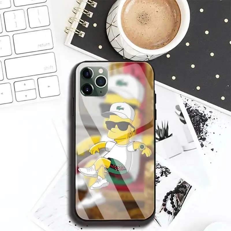 

Funny Bart Simpson boys Phone Case For Iphone 11 Pro MAX XR X 7 8Plus SE2020 DIY Shockproof Glass Soft Silicone Edge