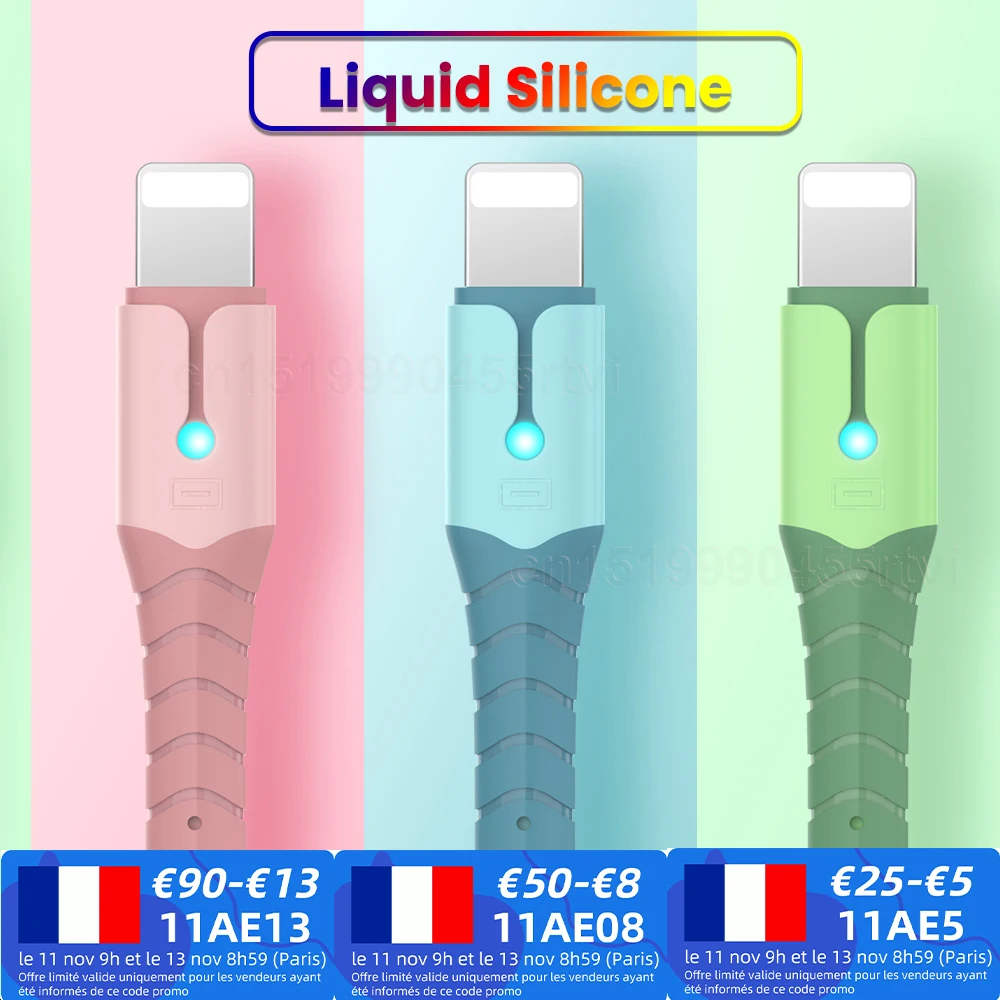 USB-кабель для передачи данных iPhone 12 Mini Pro Max X XR 11 XS 8 7 6s жидкий силиконовый быстрой