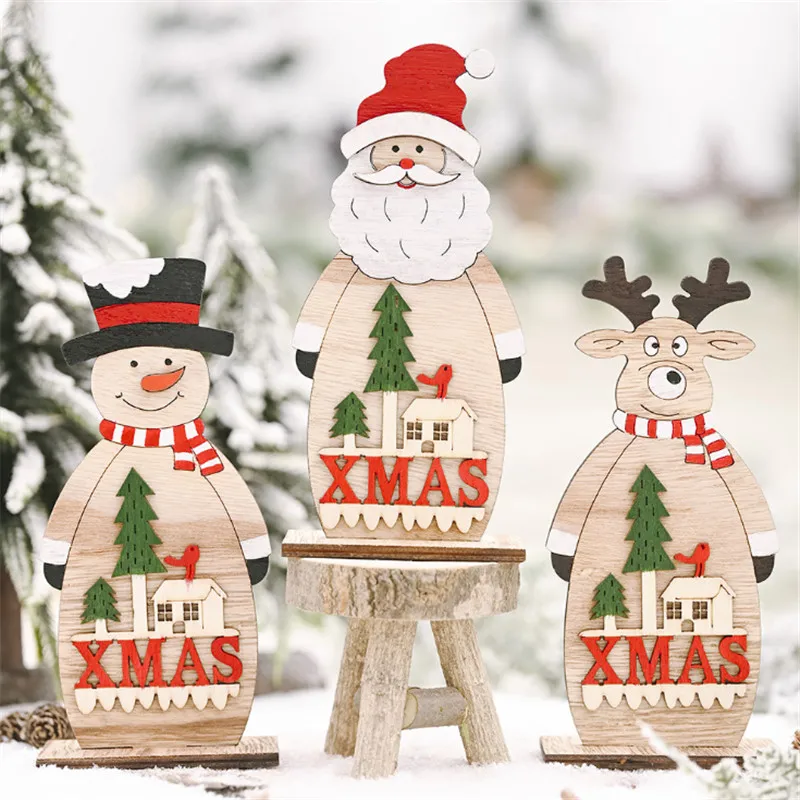 

2021 Kerst Xmas Decor Snowman Santa Xmas Wooden DIY Ornaments Navidad Christmas Decorations for Home Merry Christmas Gift Natal