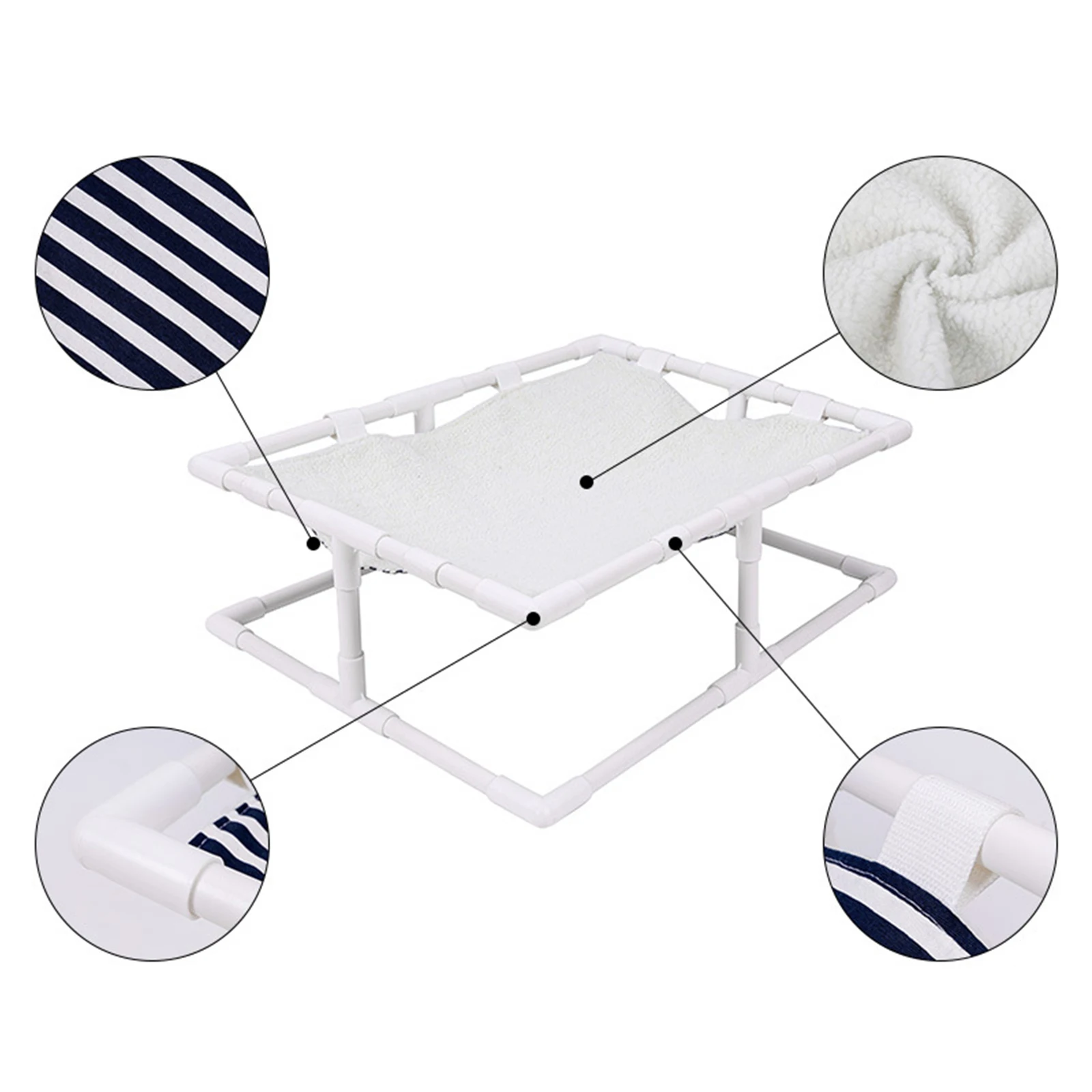 

Cat Striped Hammock Dual Side Pet Bed Moisture-proof Comfortable Cat Puppy Bed for Summer Winter Detachable design