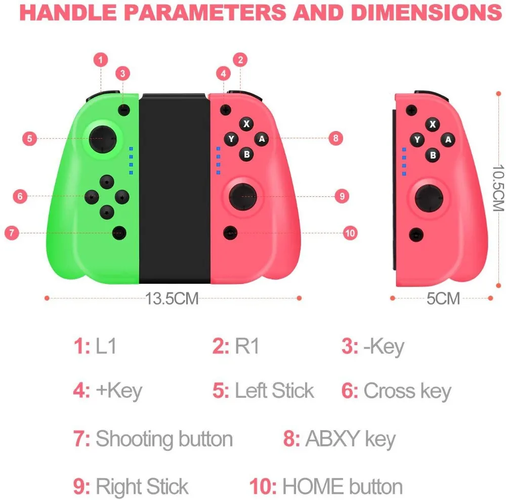 Беспроводной Pro Handgrip Bluetooth джойстики Joy-Con(L/R) игровые контроллеры геймпад для Nintendo Switch NS консоли синий и красный