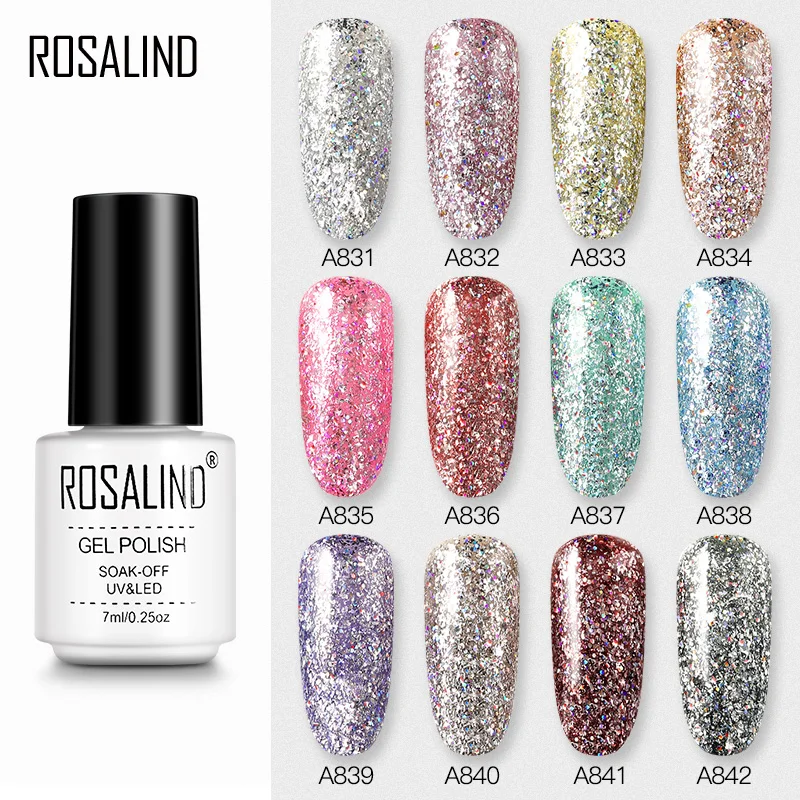 ROSALIND Гель лак для ногтей Радужная Платина полуперманентные УФ гибридные Лаки Все