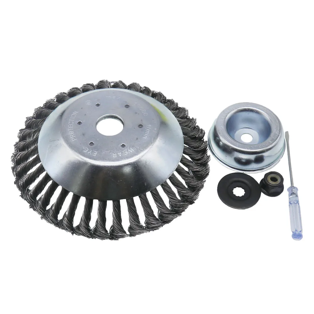 8 Inches Steal Wire Brush Cutter Trimmer Head with Adapter for for String Trimmers, Rust Removal, Lawn Mower - Cutter Garden Gr