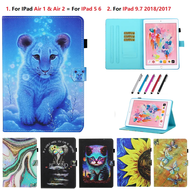 Флип-чехол с изображением тигра и подсолнуха для iPad Air 1 2 | Компьютеры офис