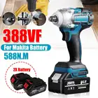 Бесщеточный Электрический ударный гайковерт 388VF 588N.M, перезаряжаемый, 12 розетки, фотоотвертка, электроинструменты для батареи Makita