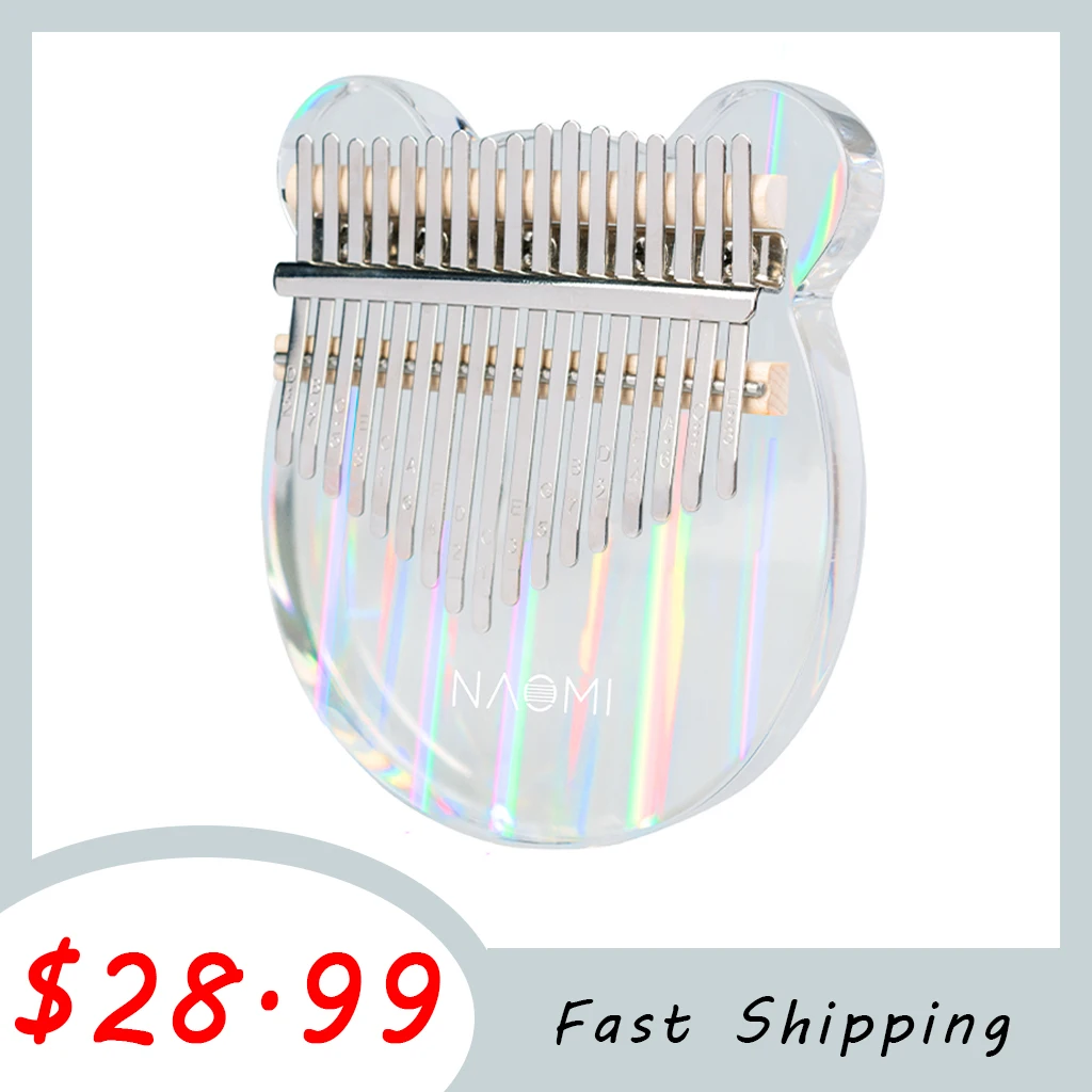 

NAOMI Rainbow Kalimba 17 Keys Thumb Piano Note Carved Acrylic Finger Piano w/Kalimba Case Hammer for Kids Adult Beginner