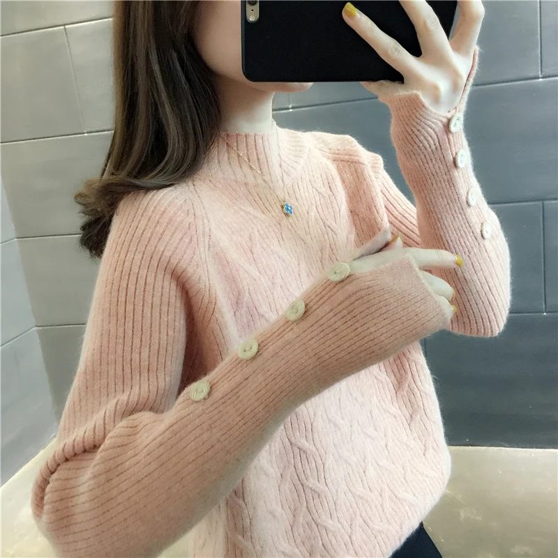 

Room 194172, row 2, No.5, top] настоящий однотонный пуловер с пуговицами и разрезом 49