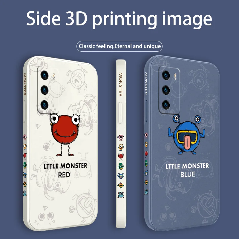 

Friendly Monster Pattern Phone Case For Huawei P40 P40Lite P30 P20 Mate 40 40Pro 30 20 Pro Lite P Smart 2021 Y7a Silicone Cover