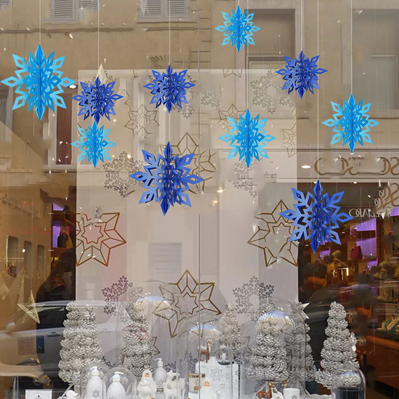 6 шт. картонные 3D полые снежинки подвесные украшения для рождественской