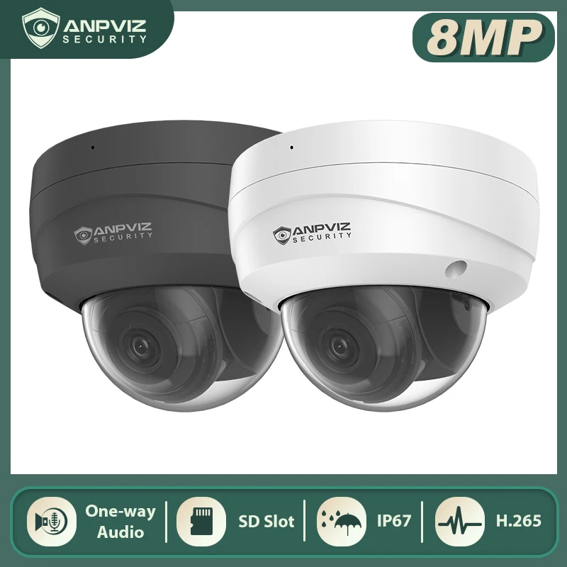 Купольная IP-камера Anpviz 8 Мп 4K POE Hikvision OEM для помещений и улицы IP67 одностороннее