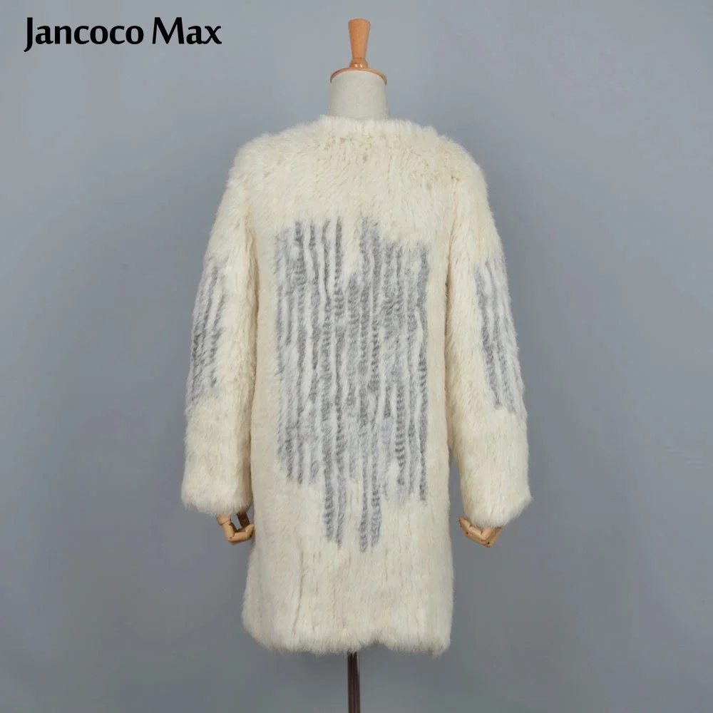 Jancoco Max новые женские длинные пальто из натурального кроличьего меха Высокое