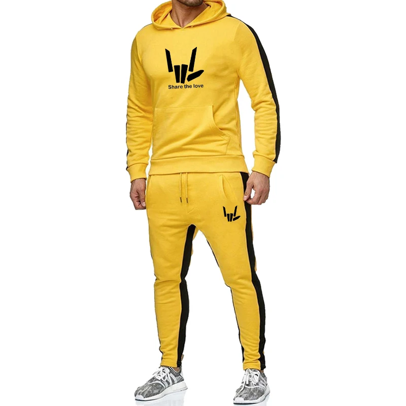 

Mens Sports Jogging Wear Fashion Printing Suit Casual Hooded Sweater Pants Cotton Sweatshirt Suit