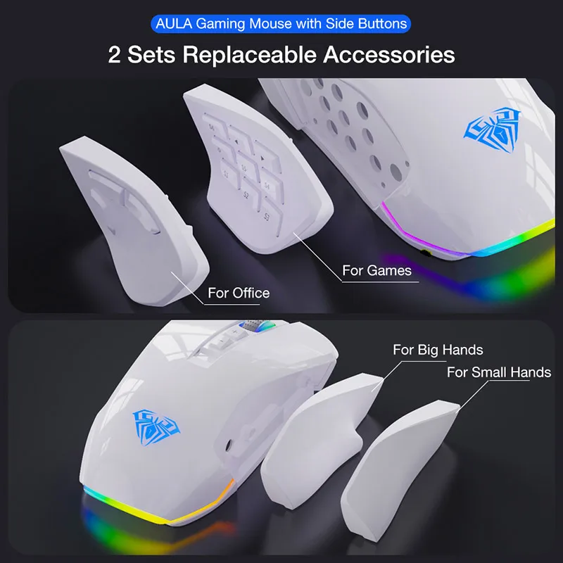 aula h510 performance wired gaming mouse 10000 dpi rgb adjustable 9 programmable buttons silent ergonomics game mouse pc laptop free global shipping