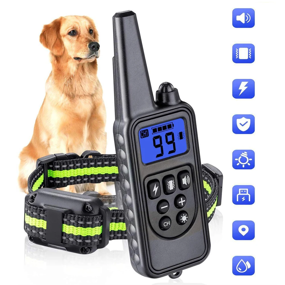 

Electric Dog Training Collar with LCD Display Waterproof Rechargeable Bark-stop Remote Vibration Control Collar For All Dogs