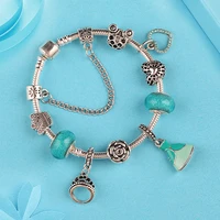attractto silver heartcrown braceletsbangles charm for women crystal bracelet handmade green bellflower bracelet sbr190411