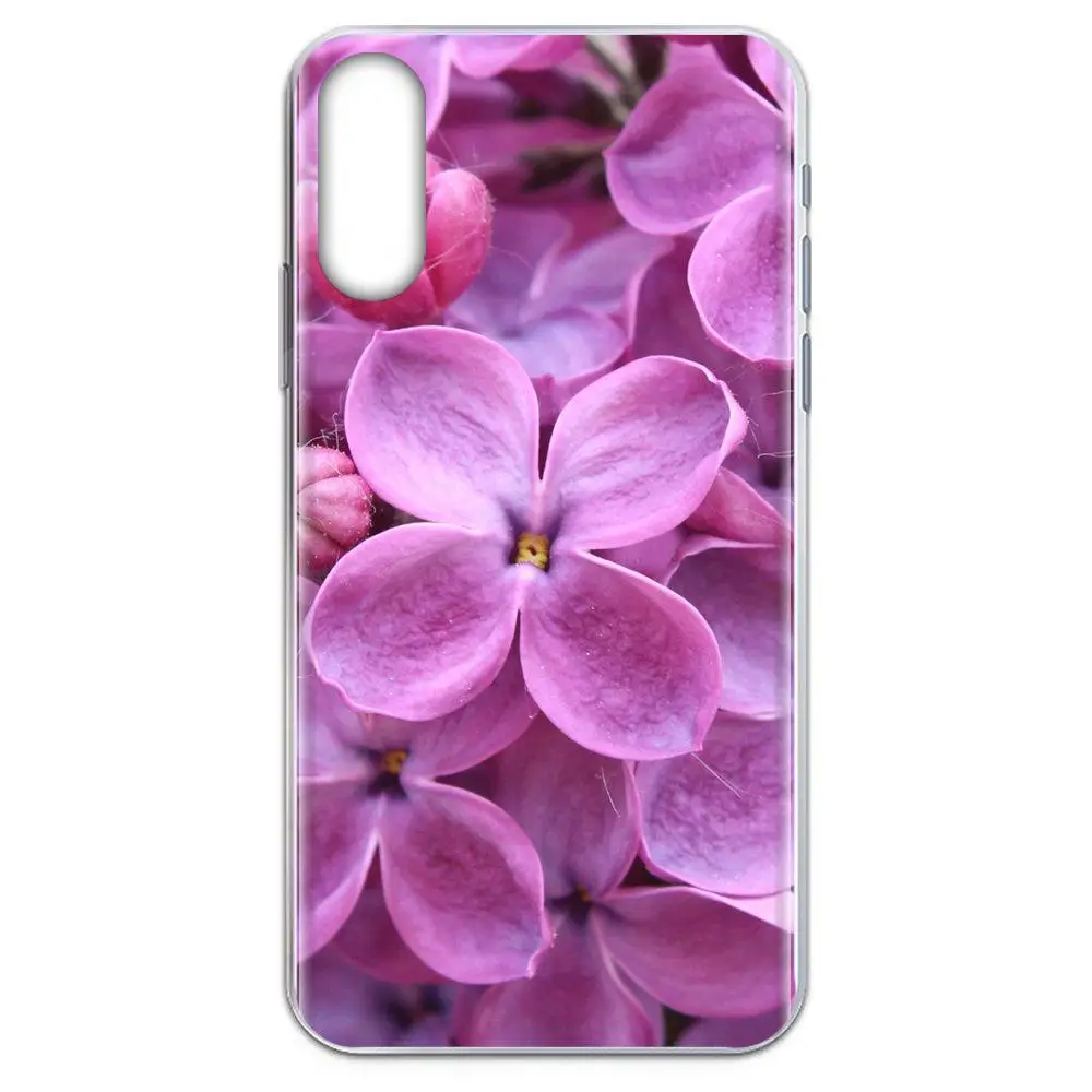 Фиолетово-сиреневое Красочные цветы термополиуретановый чехол с кожаным