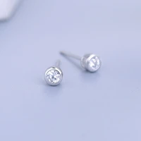 simple silver plated round zircon stud earrings fashion womens party simple exquisite jewelry lovely accessories gift