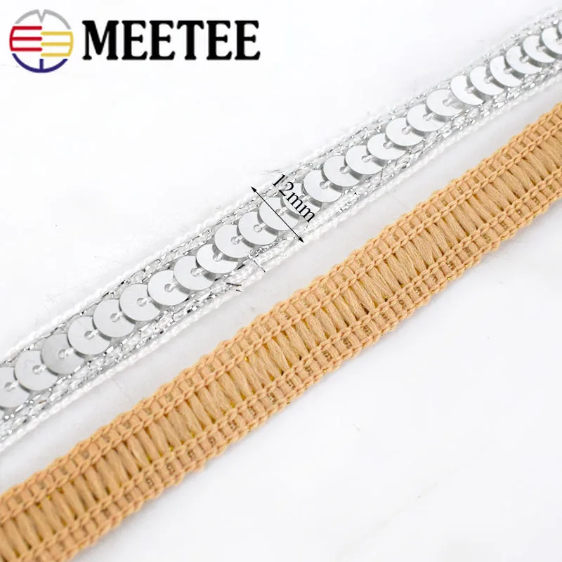 10/20 метров Metee 12 мм плетеная кружевная тканевая лента с блестками для