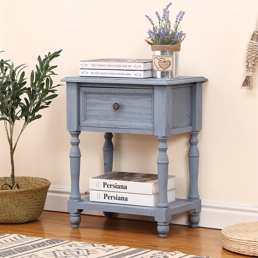 Solid Wood Bedside Table Simple Modern American Retro Narrow Cabinet Home Economic Creative Small |